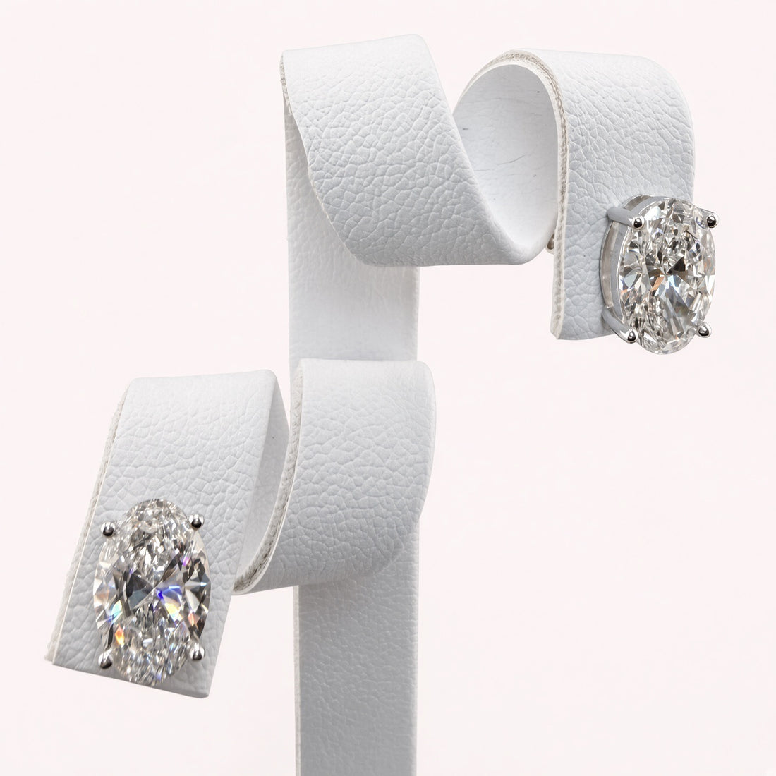 Oval Cut Lab Grown Diamond Stud Earrings in 14K White Gold IGI Certified - lab grown diamond jewelry by Native Jewel