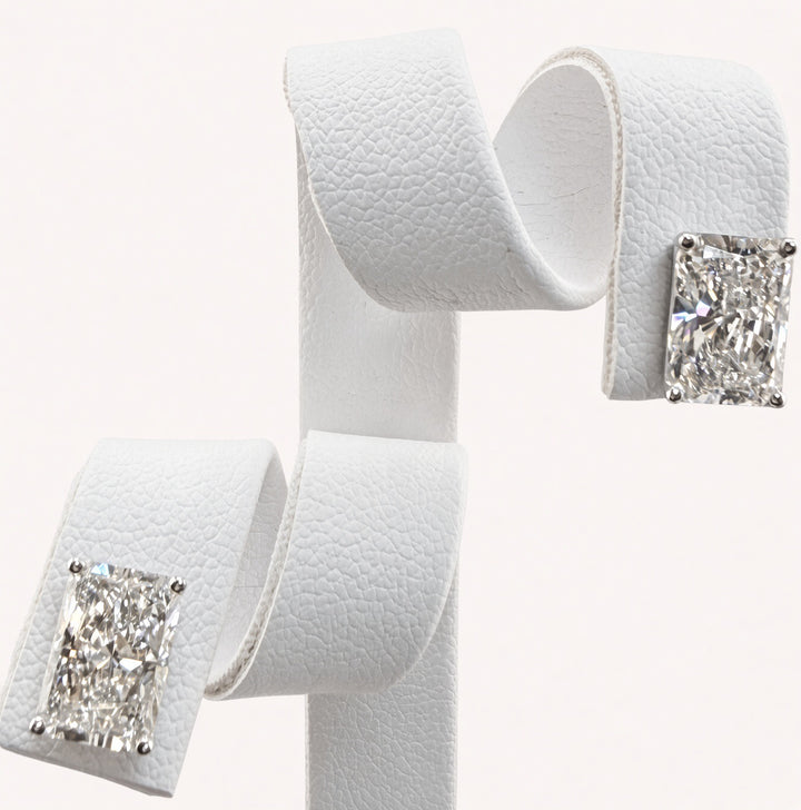Radiant Cut Lab Grown Diamond Stud Earrings | 4cttw IGI Certified | 14K White Gold