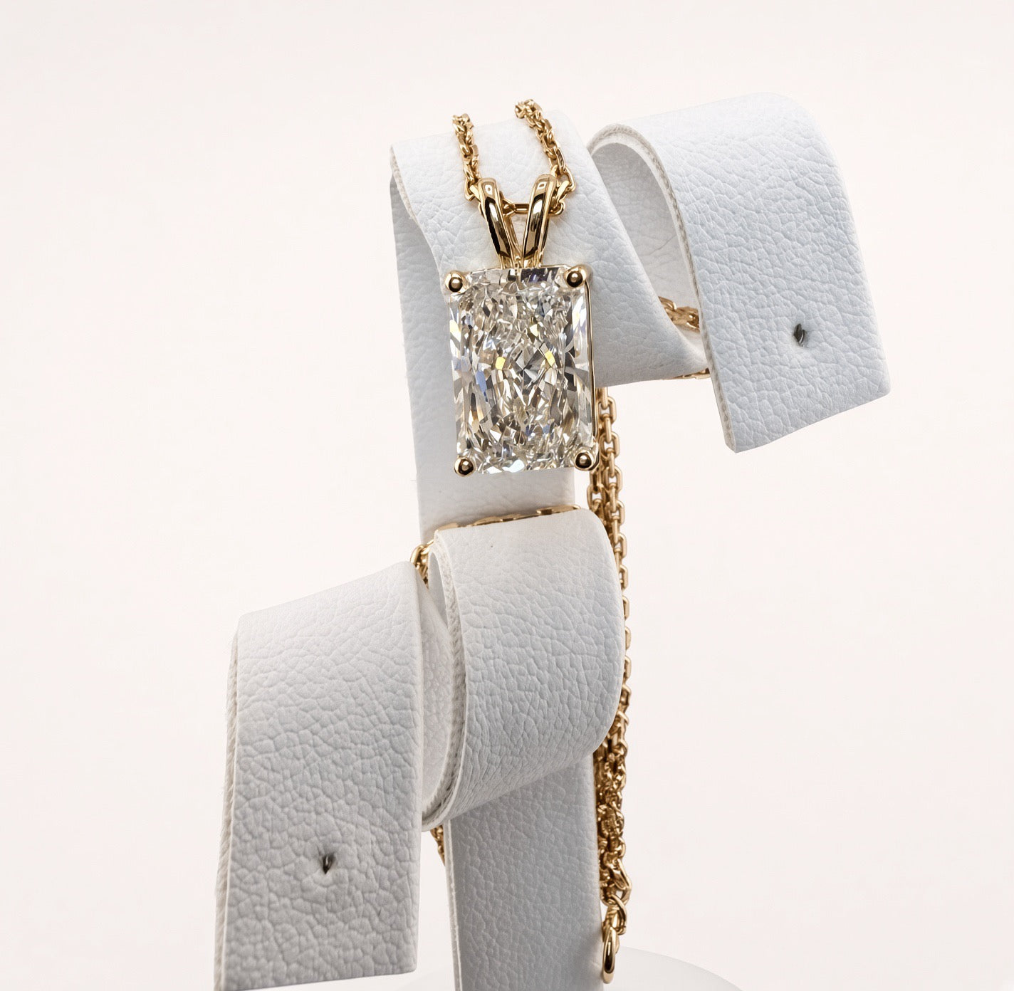 Radiant Cut Lab Grown Diamond Pendant Necklace | 3ct IGI Certified | 14K Yellow Gold 16"