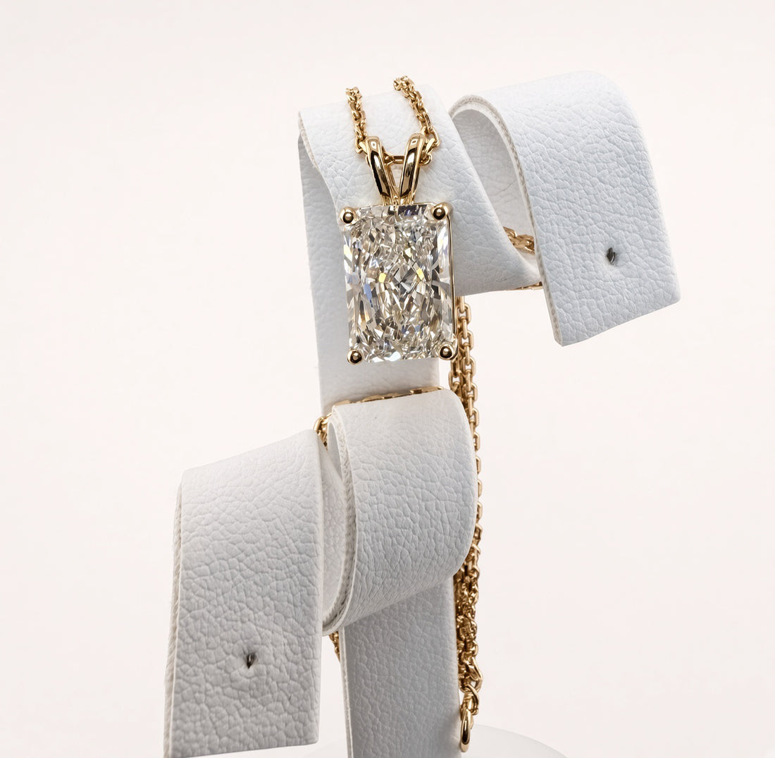 Radiant Cut Lab Grown Diamond Pendant Necklace | 3ct IGI Certified | 14K Yellow Gold 16"