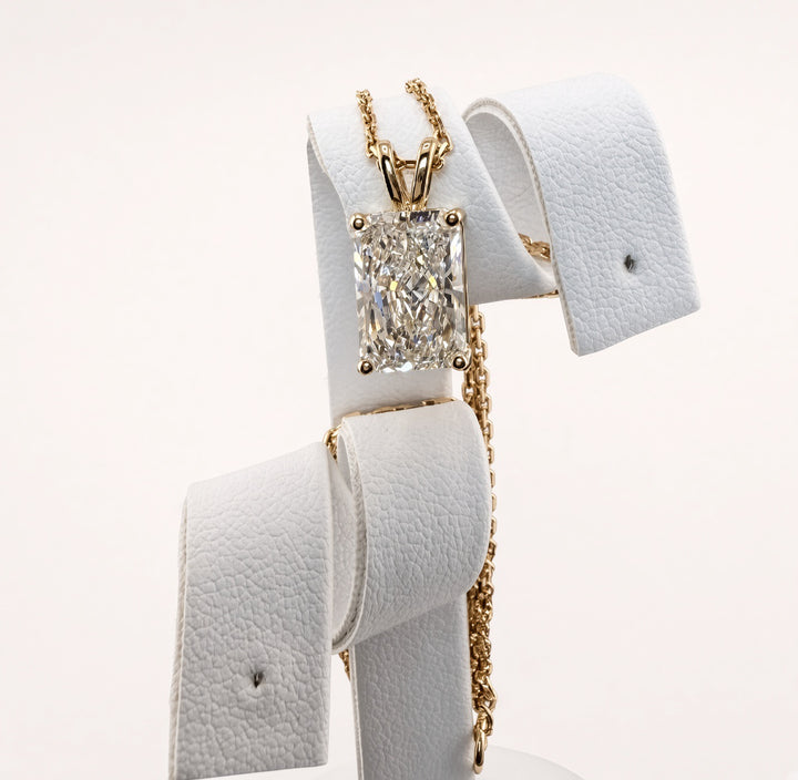 Radiant Cut Lab Grown Diamond Pendant Necklace | 3ct IGI Certified | 14K Yellow Gold 16"
