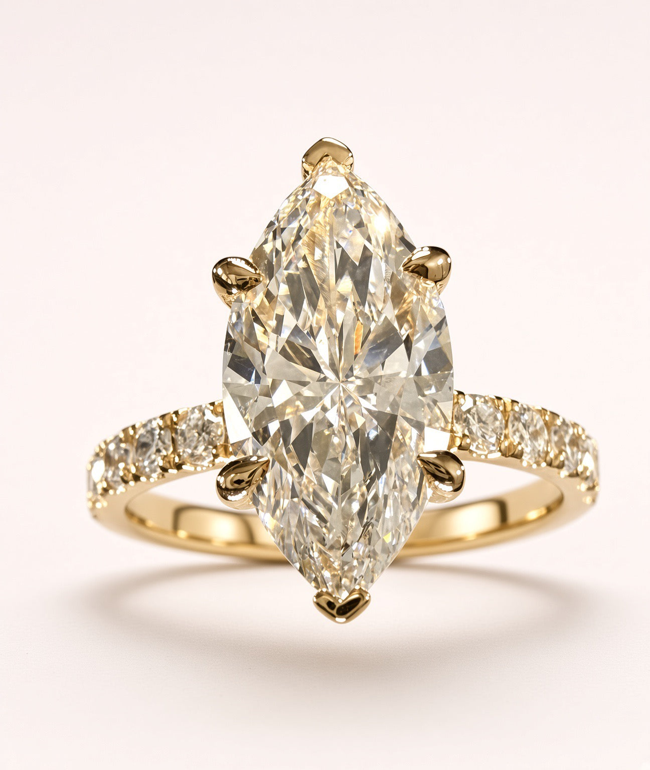Marquise Lab Grown Diamond Engagement Ring | 2.75ct IGI Certified | 14K Yellow Gold