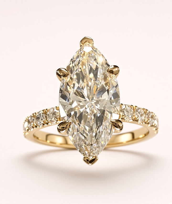 Marquise Lab Grown Diamond Engagement Ring | 2.75ct IGI Certified | 14K Yellow Gold