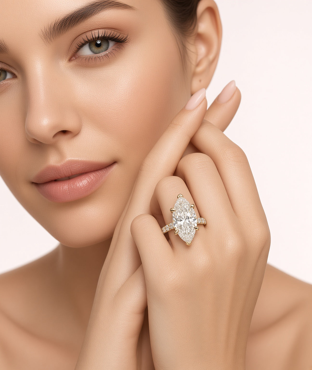 Marquise Lab Grown Diamond Engagement Ring | 2.75ct IGI Certified | 14K Yellow Gold
