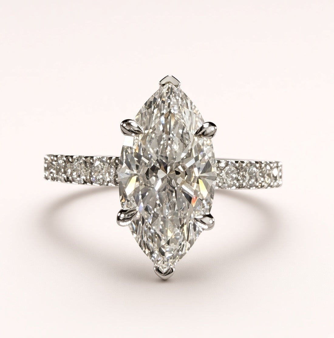 Marquise Lab Grown Diamond Engagement Ring | 2.75ct IGI Certified | 14K White Gold Pave