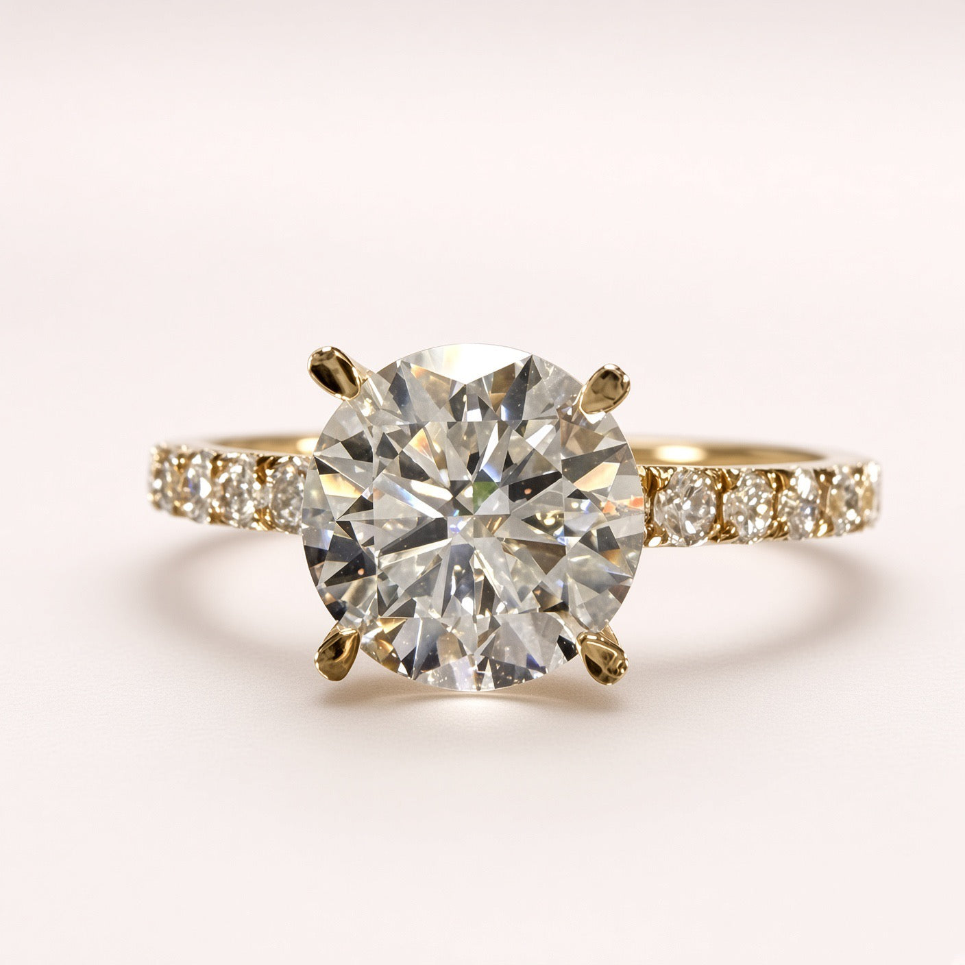 Round Lab Grown Diamond Engagement Ring | 2ct IGI Certified | 14K Yellow Gold