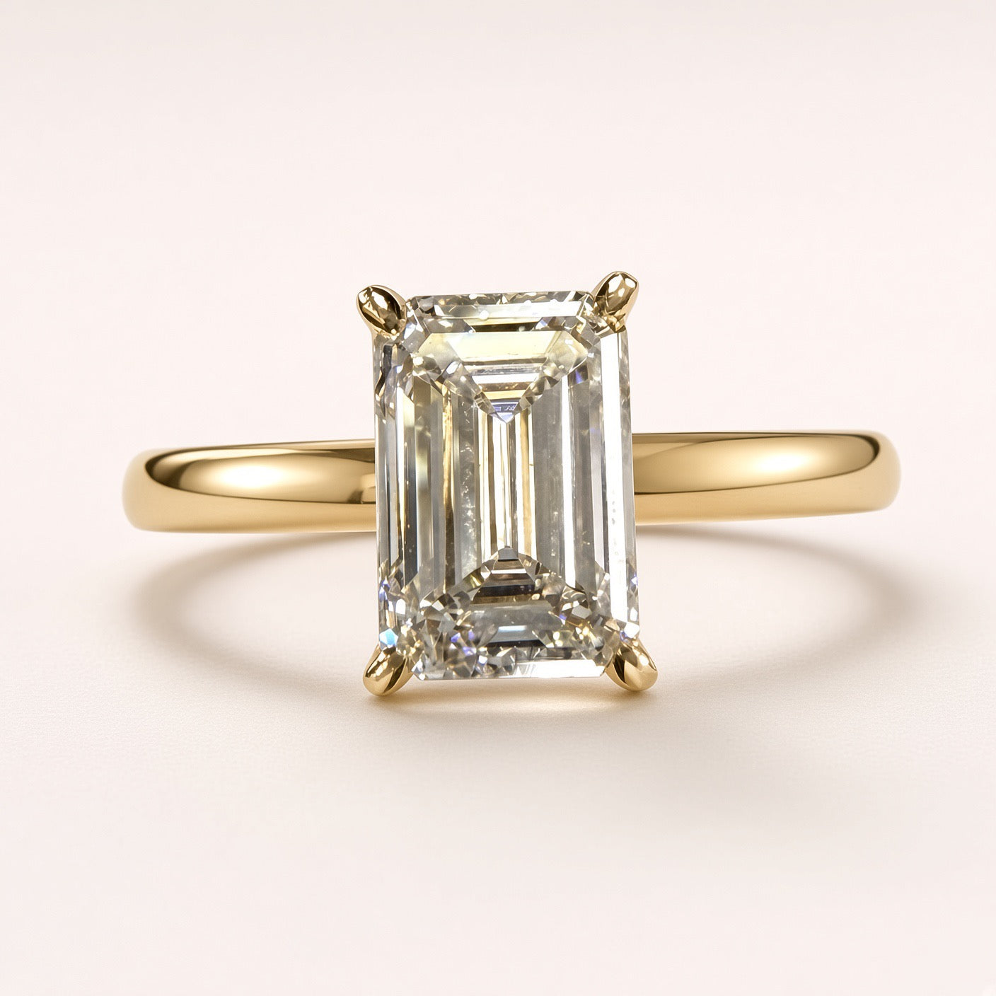Elongated Emerald Cut Lab Grown Diamond Engagement Ring | 1.5ct IGI Certified | 14K Yellow Gold
