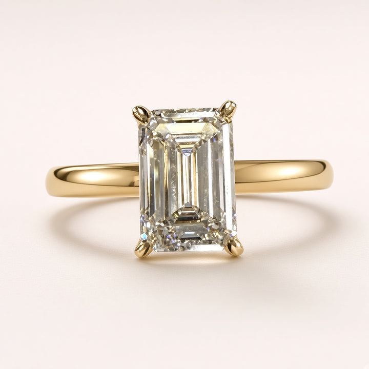 Elongated Emerald Cut Lab Grown Diamond Engagement Ring | 1.5ct IGI Certified | 14K Yellow Gold