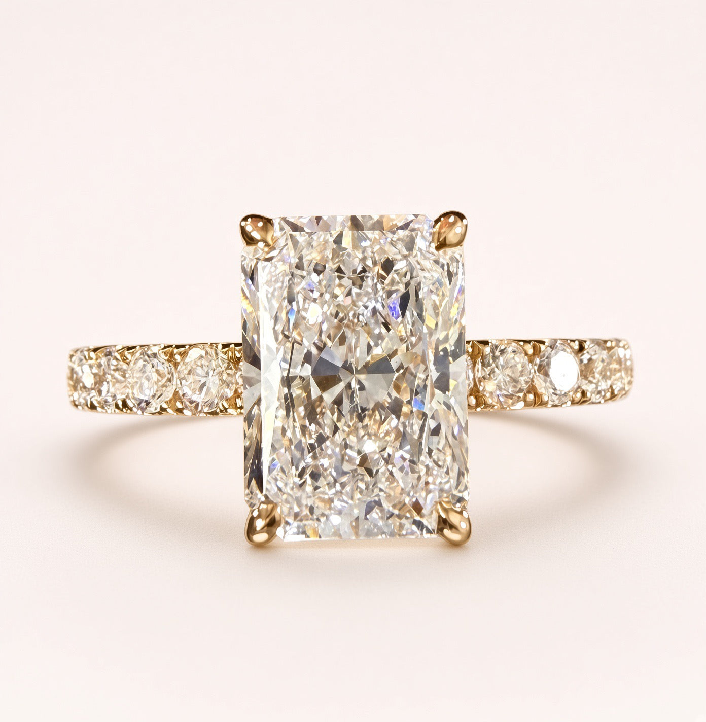 Radiant Cut Lab Grown Diamond Engagement Ring | 2.75ct IGI Certified | 14K Yellow Gold