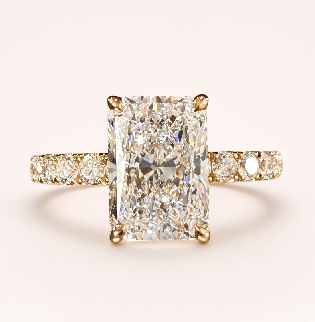 Radiant Cut Lab Grown Diamond Engagement Ring | 2.75ct IGI Certified | 14K Yellow Gold