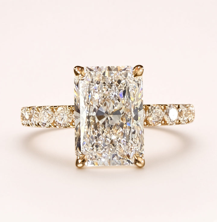 Radiant Cut Lab Grown Diamond Engagement Ring | 2.75ct IGI Certified | 14K Yellow Gold