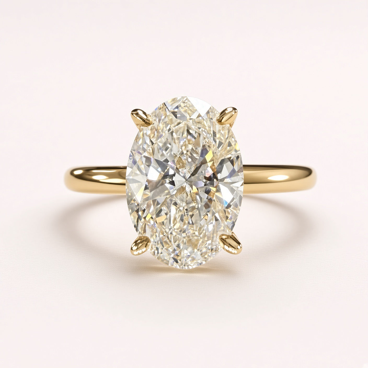 Oval Lab Grown Diamond Engagement Ring | 2ct IGI Certified | 14K Yellow Gold Solitaire
