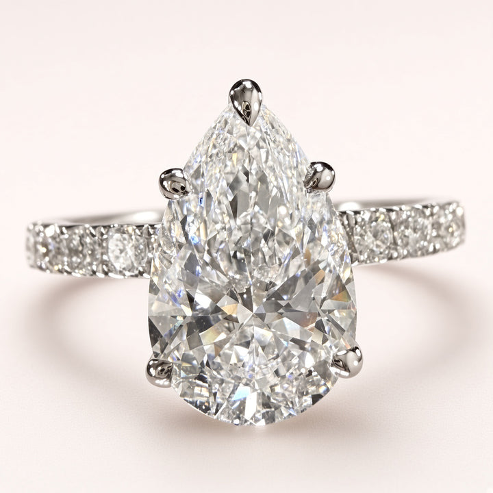 Pear Lab Grown Diamond Engagement Ring | 2.75ct IGI Certified | 14K White Gold