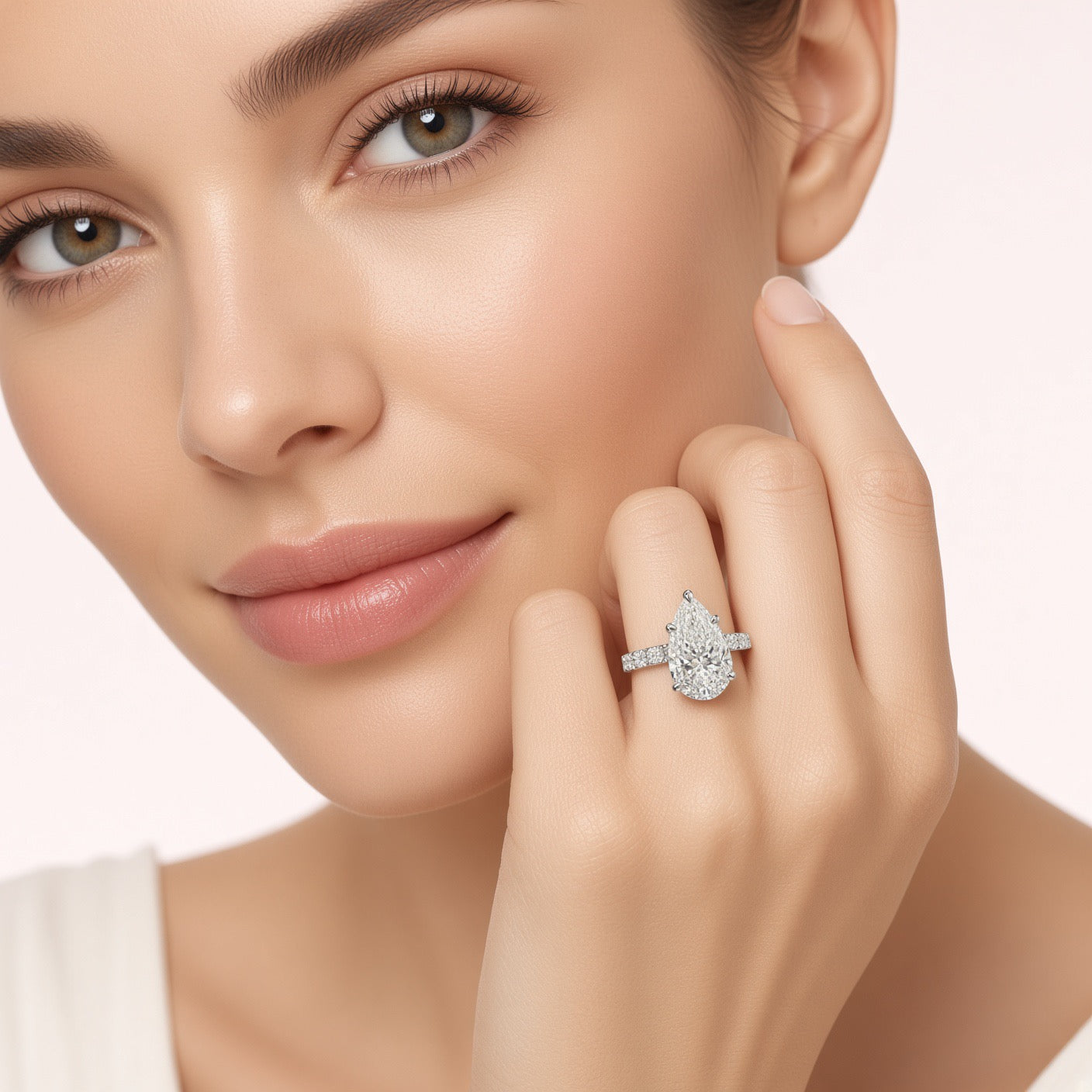 Pear Lab Grown Diamond Engagement Ring | 2.75ct IGI Certified | 14K White Gold