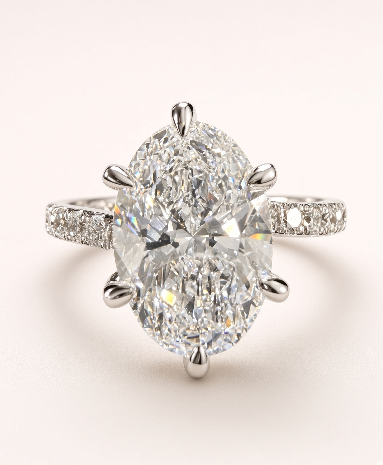 Oval Lab Grown Diamond Engagement Ring | 3.6ct IGI Certified | 14K White Gold Solitaire