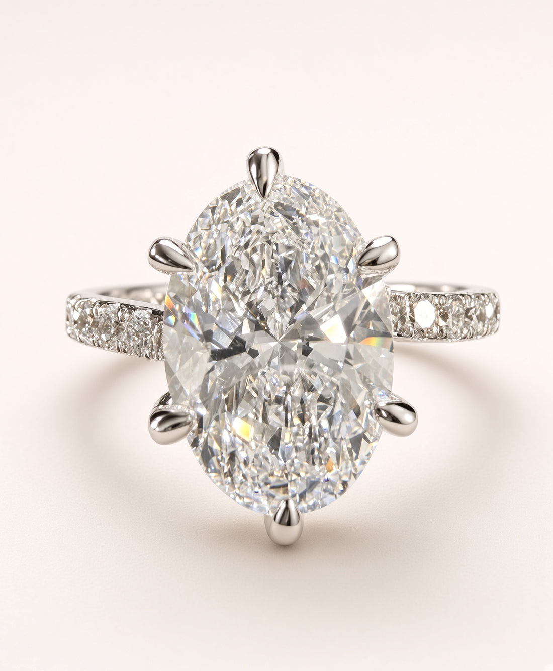 Oval Lab Grown Diamond Engagement Ring | 3.6ct IGI Certified | 14K White Gold Solitaire