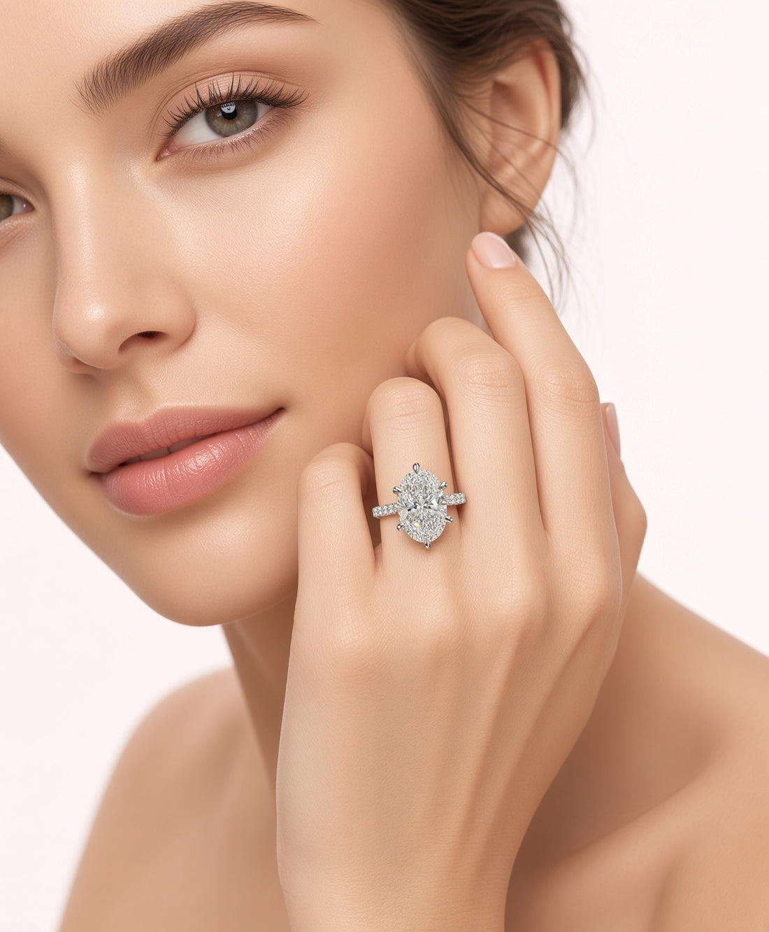 Oval Lab Grown Diamond Engagement Ring | 3.6ct IGI Certified | 14K White Gold Solitaire