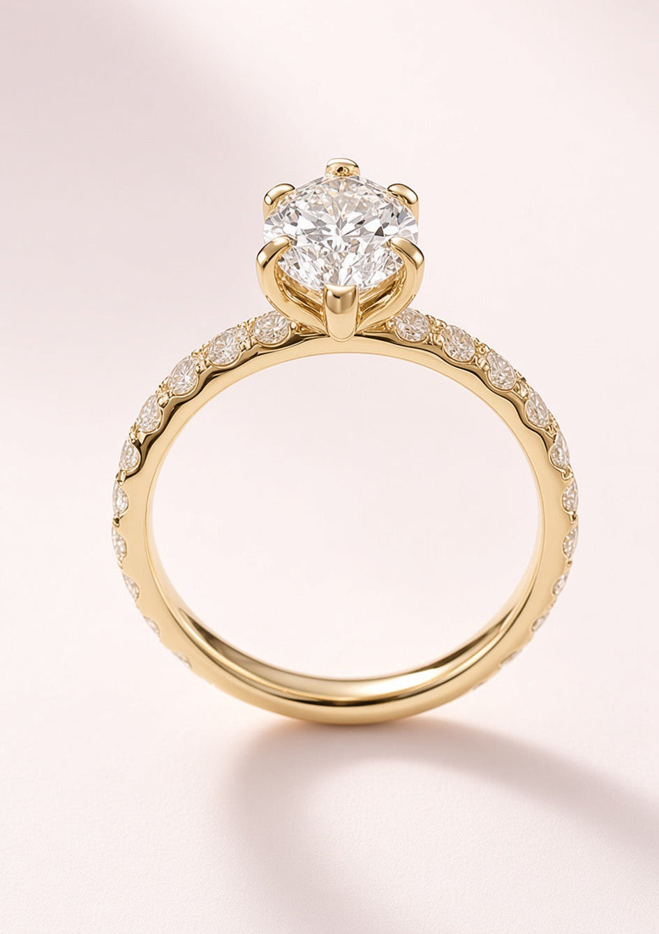 Marquise Cut Lab Grown Diamond Engagement Ring | 3.75ct IGI Certified | 14K Yellow Gold Pavé