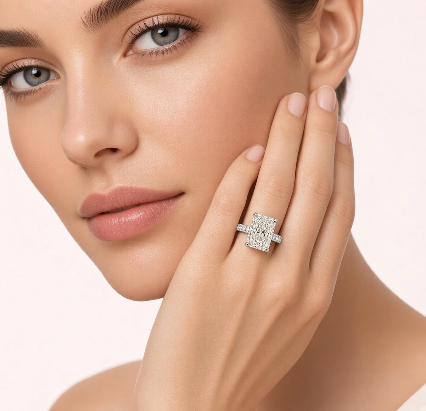 Radiant Cut Lab Grown Diamond Engagement Ring | 5.05ct IGI Certified | 14K White Gold Pavé