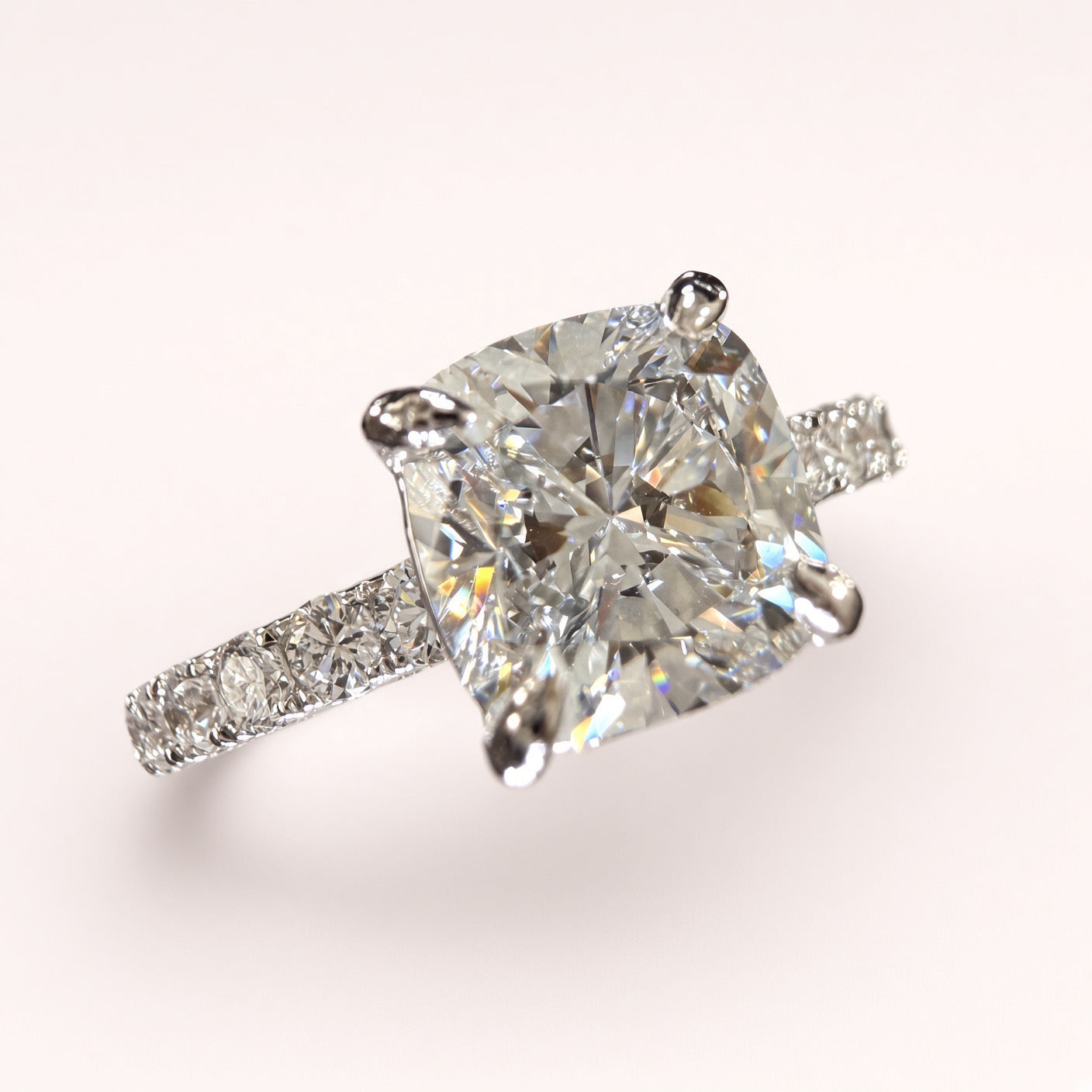 Cushion Cut Lab Grown Diamond Engagement Ring | 2ct IGI Certified | 14K White Gold