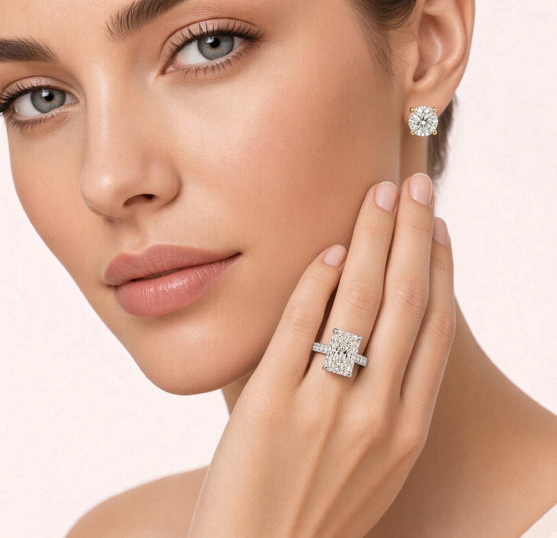 Round Cut Lab Grown Diamond Stud Earrings | 2cttw IGI Certified | 14K Yellow Gold