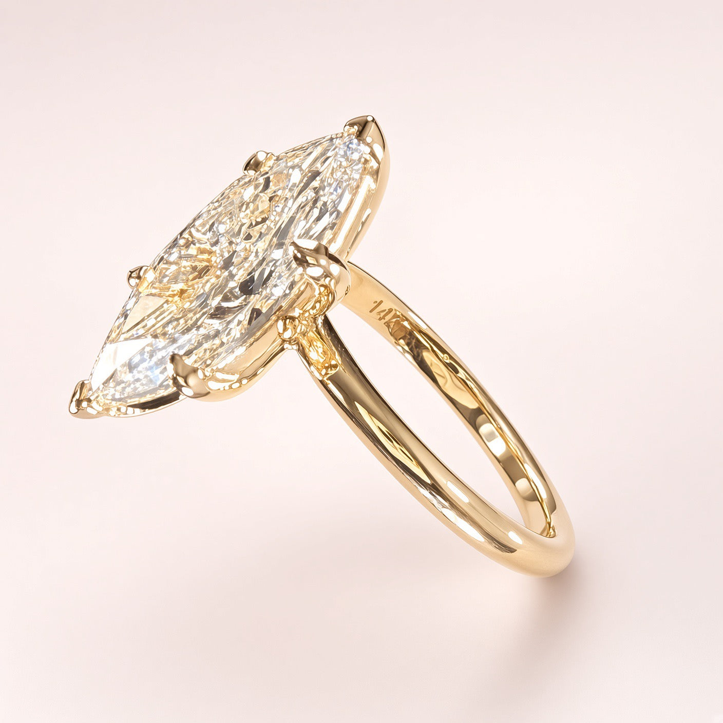 3ct Marquise Lab-Grown Diamond Solitaire Engagement Ring | 14K Yellow Gold | IGI Cert. | D/VS1