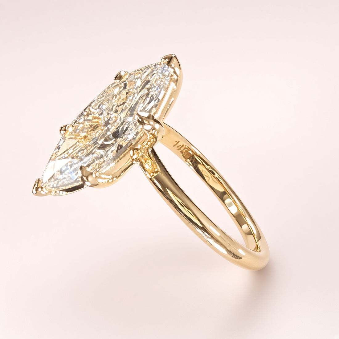 3ct Marquise Lab-Grown Diamond Solitaire Engagement Ring | 14K Yellow Gold | IGI Cert. | D/VS1