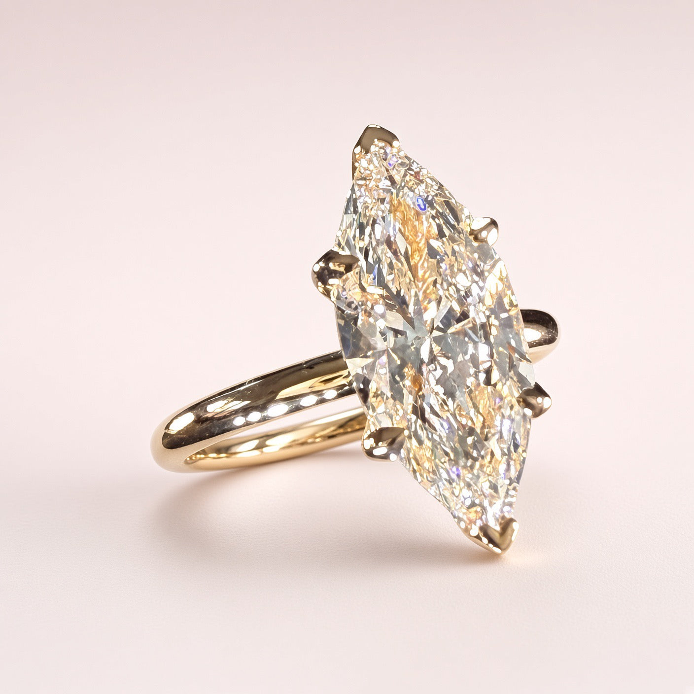 3ct Marquise Lab-Grown Diamond Solitaire Engagement Ring | 14K Yellow Gold | IGI Cert. | D/VS1