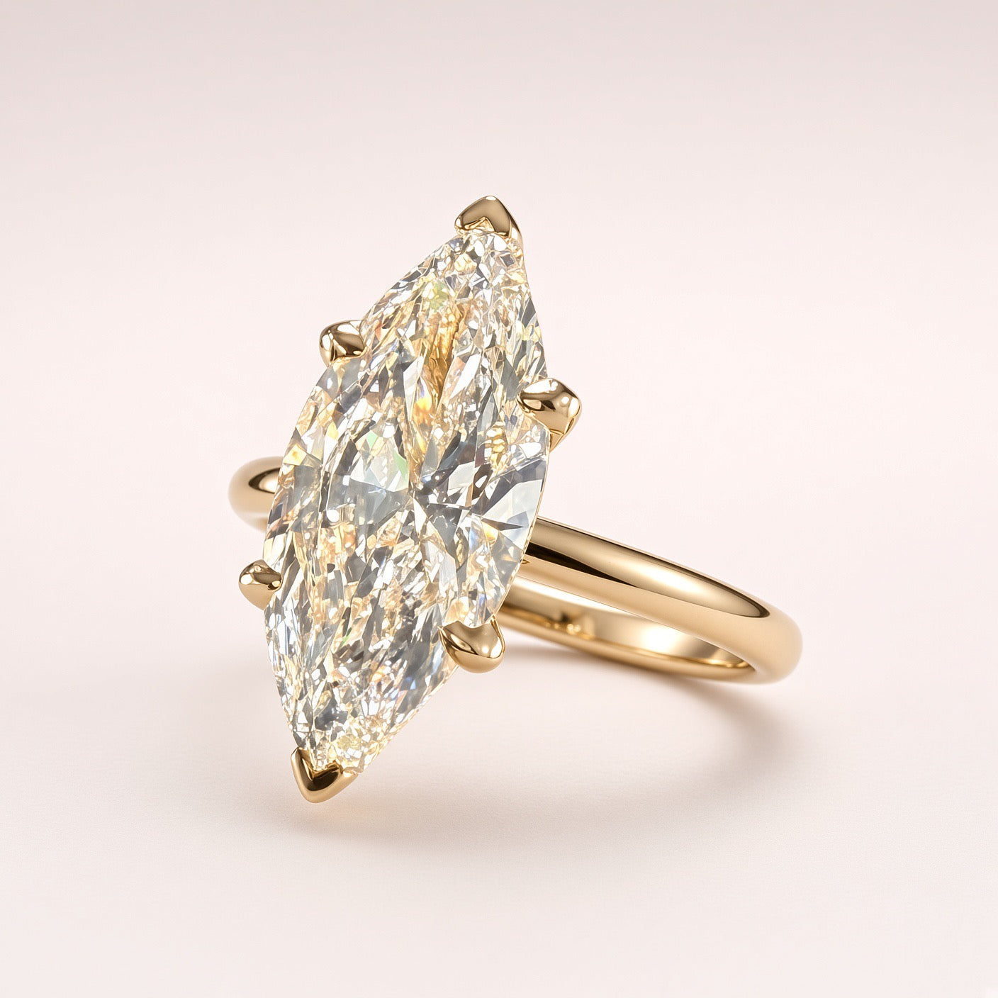 3ct Marquise Lab-Grown Diamond Solitaire Engagement Ring | 14K Yellow Gold | IGI Cert. | D/VS1