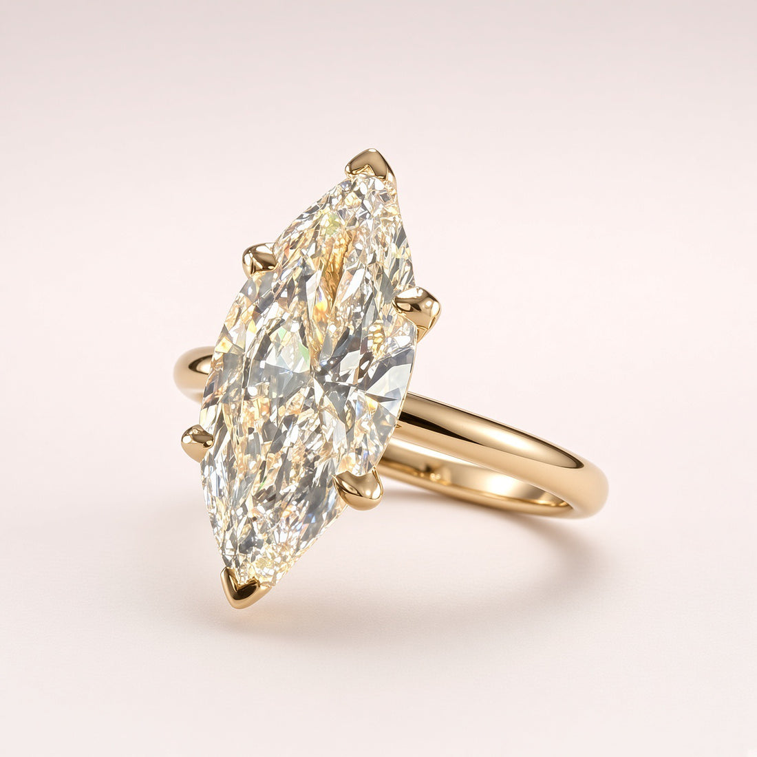 3ct Marquise Lab-Grown Diamond Solitaire Engagement Ring | 14K Yellow Gold | IGI Cert. | D/VS1