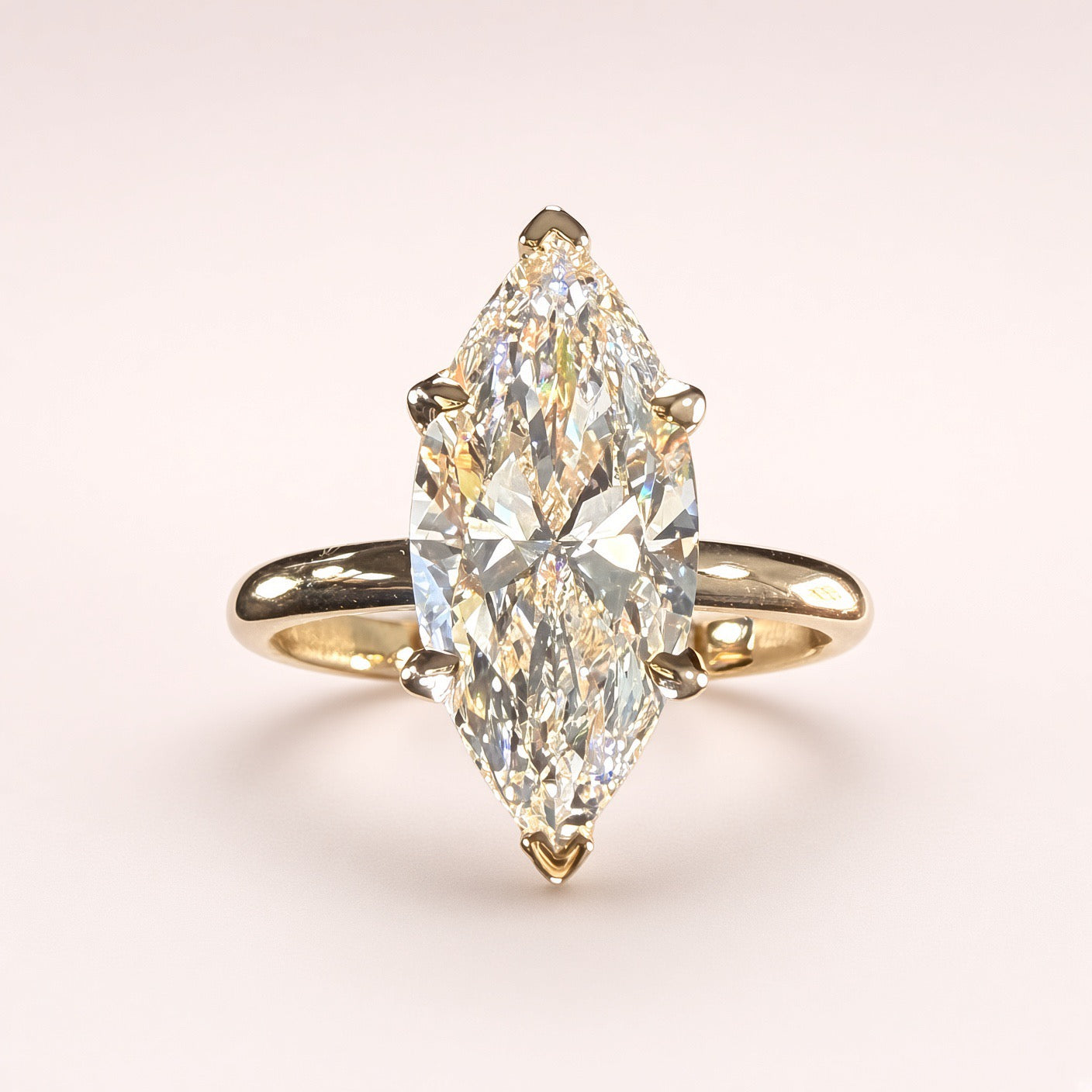 3ct Marquise Lab-Grown Diamond Solitaire Engagement Ring | 14K Yellow Gold | IGI Cert. | D/VS1
