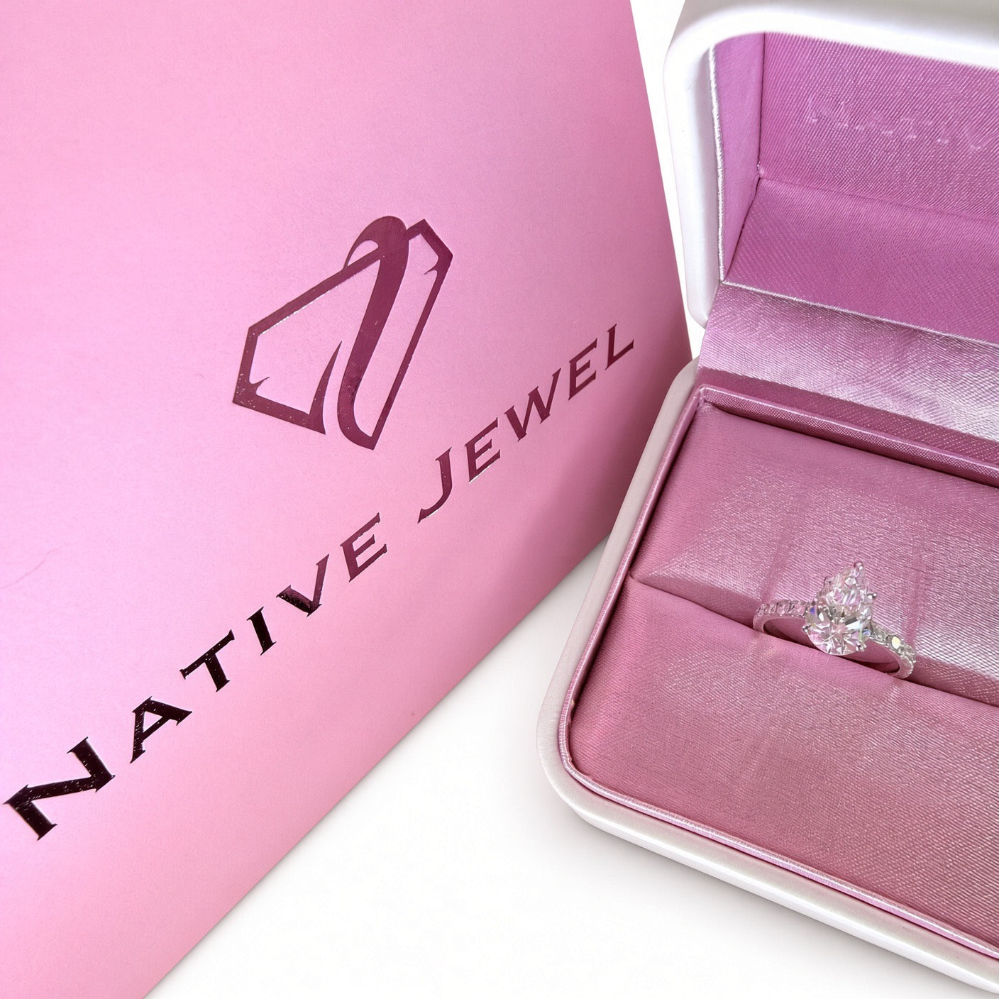 2.75ct Pear Lab Grown Diamond Engagement Ring - 2ct Center - D/VS1 IGI Certified - 14K White Gold - product view 3