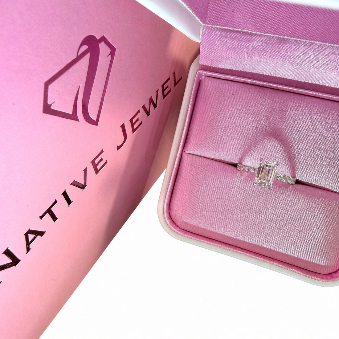 2ct Emerald-Cut Lab Diamond Pave Engagement Ring | 14K White Gold | D/VS1 | IGI Cert.