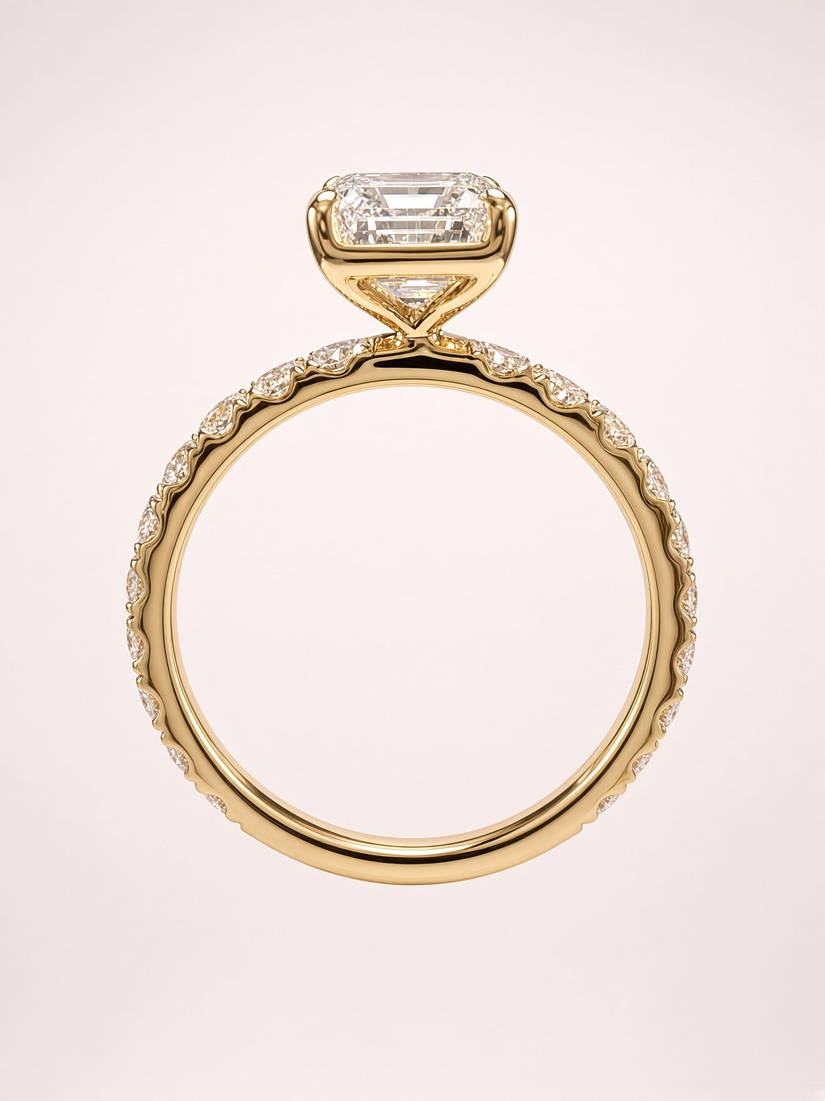 2.05ct Emerald-Cut Lab Diamond Pave Engagement Ring | 14K Yellow Gold | D/VS1 | IGI Cert.