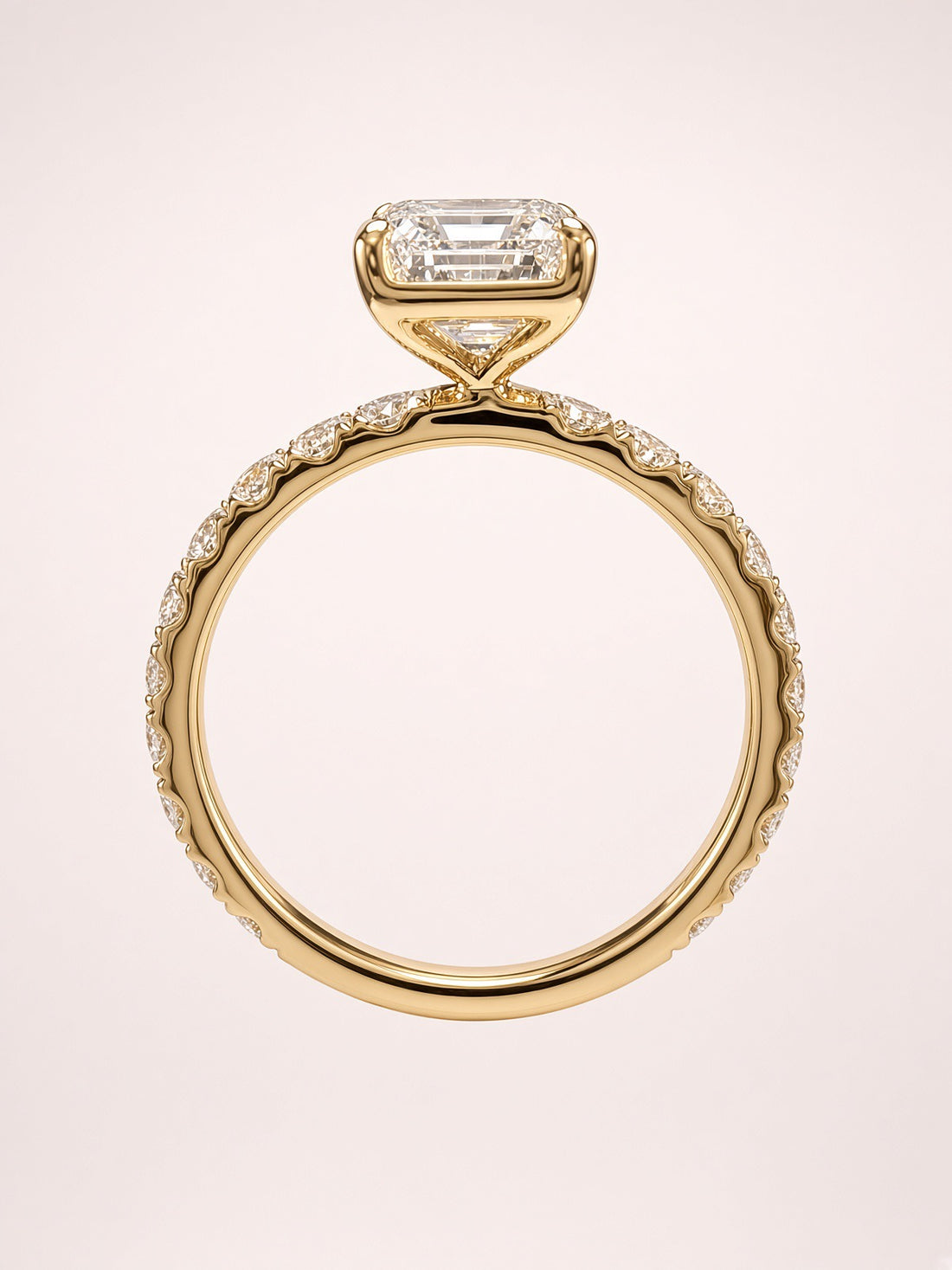 2.05ct Emerald-Cut Lab Diamond Pave Engagement Ring | 14K Yellow Gold | D/VS1 | IGI Cert.