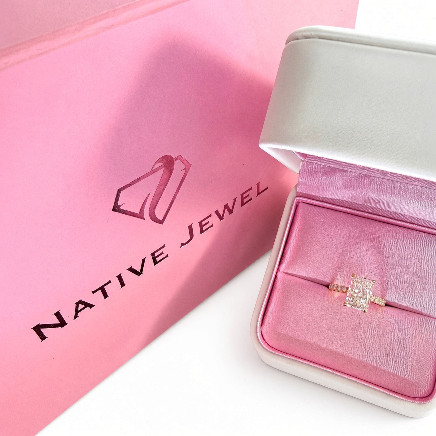 4.06ct Radiant Lab Diamond Pave Engagement Ring | 14K Yellow Gold | D/VS1 | IGI Cert.
