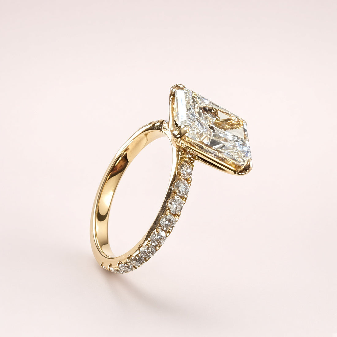 4.06ct Radiant Lab Diamond Pave Engagement Ring | 14K Yellow Gold | D/VS1 | IGI Cert.