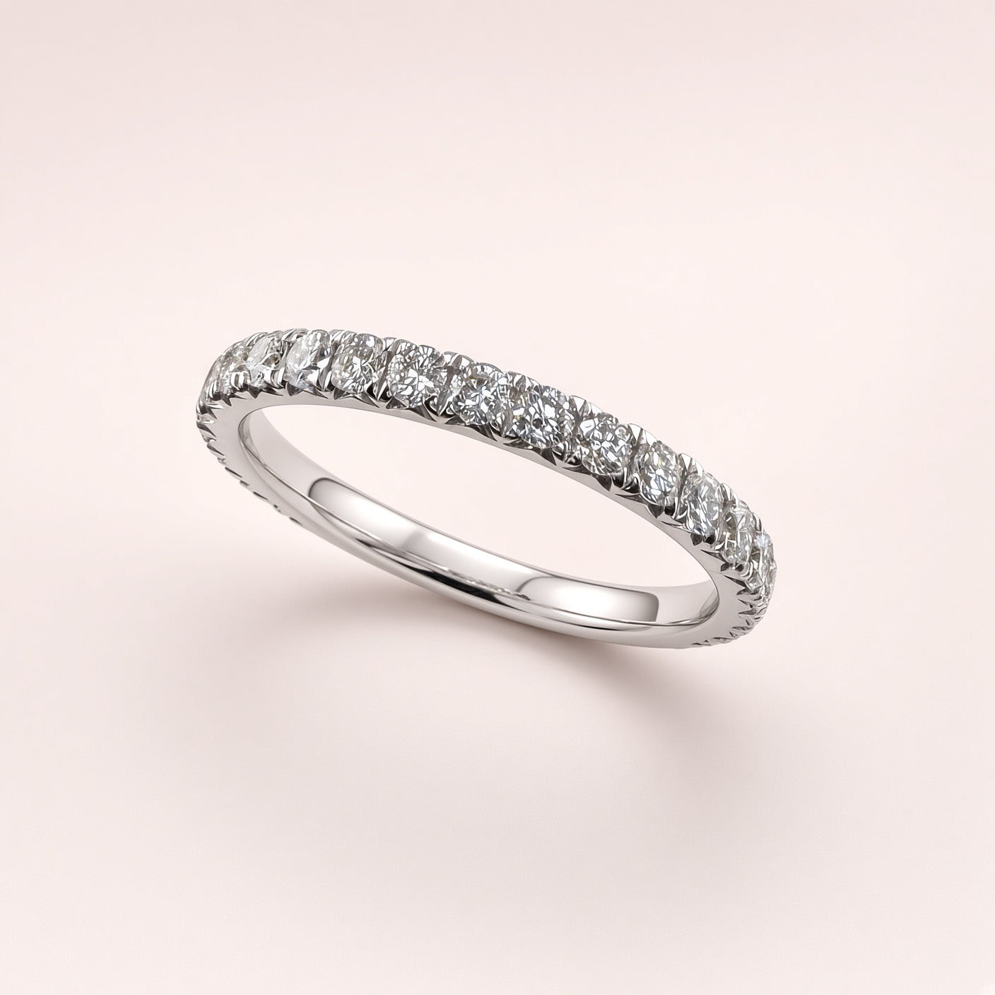 Wedding Band White Gold Pave Diamond Ring - .75ct 2mm Diamonds - D/VS1 - product view 6