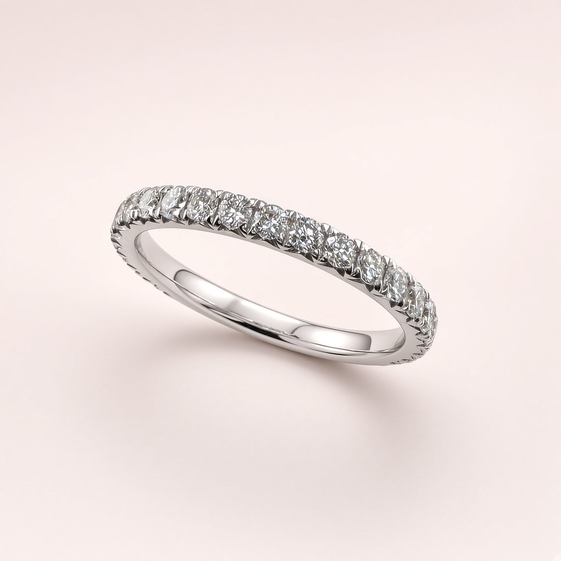 Wedding Band White Gold Pave Diamond Ring - .75ct 2mm Diamonds - D/VS1 - product view 6