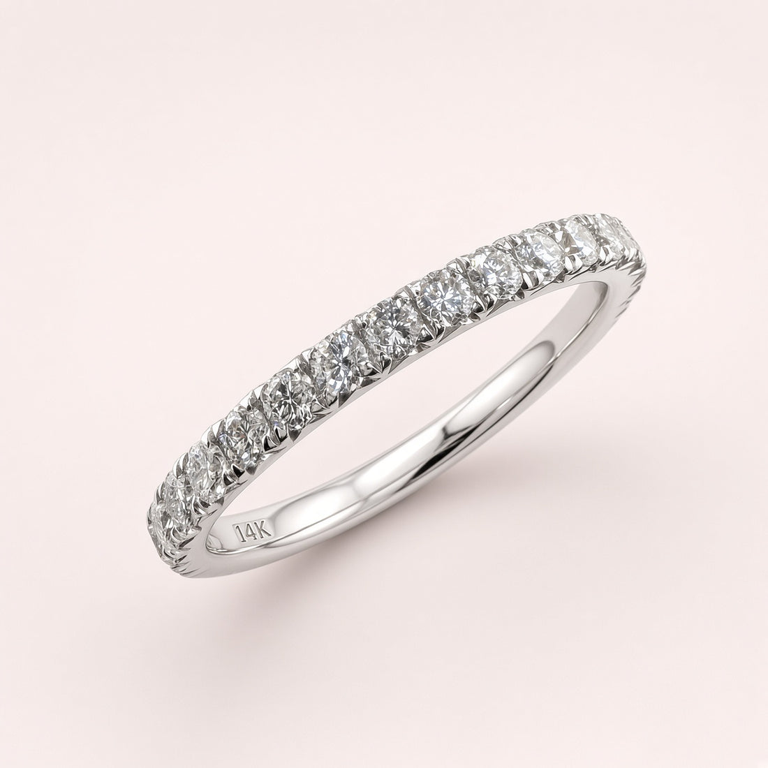 Wedding Band White Gold Pave Diamond Ring - .75ct 2mm Diamonds - D/VS1 - product view 7