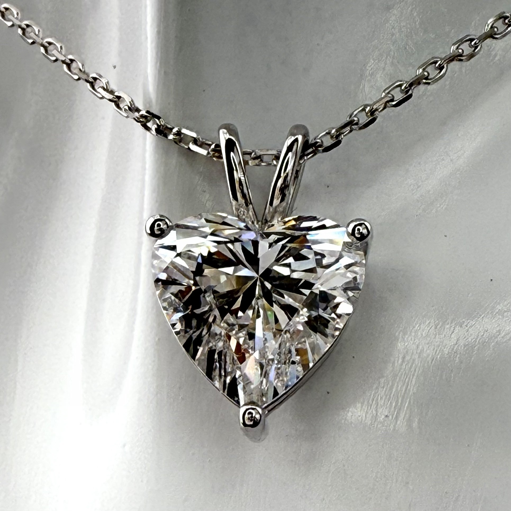 3ct Heart Cut Diamond Pendant Necklace