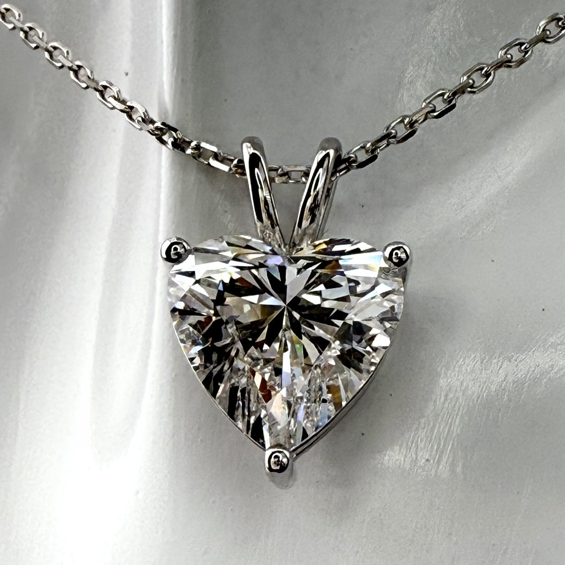 3ct Heart Cut Diamond Pendant Necklace