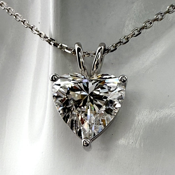 3ct Heart Cut Diamond Pendant Necklace