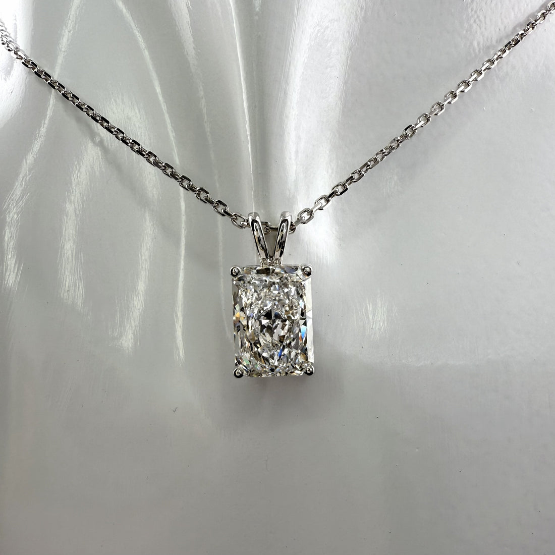 3ct Radiant Cut Diamond Pendant Necklace