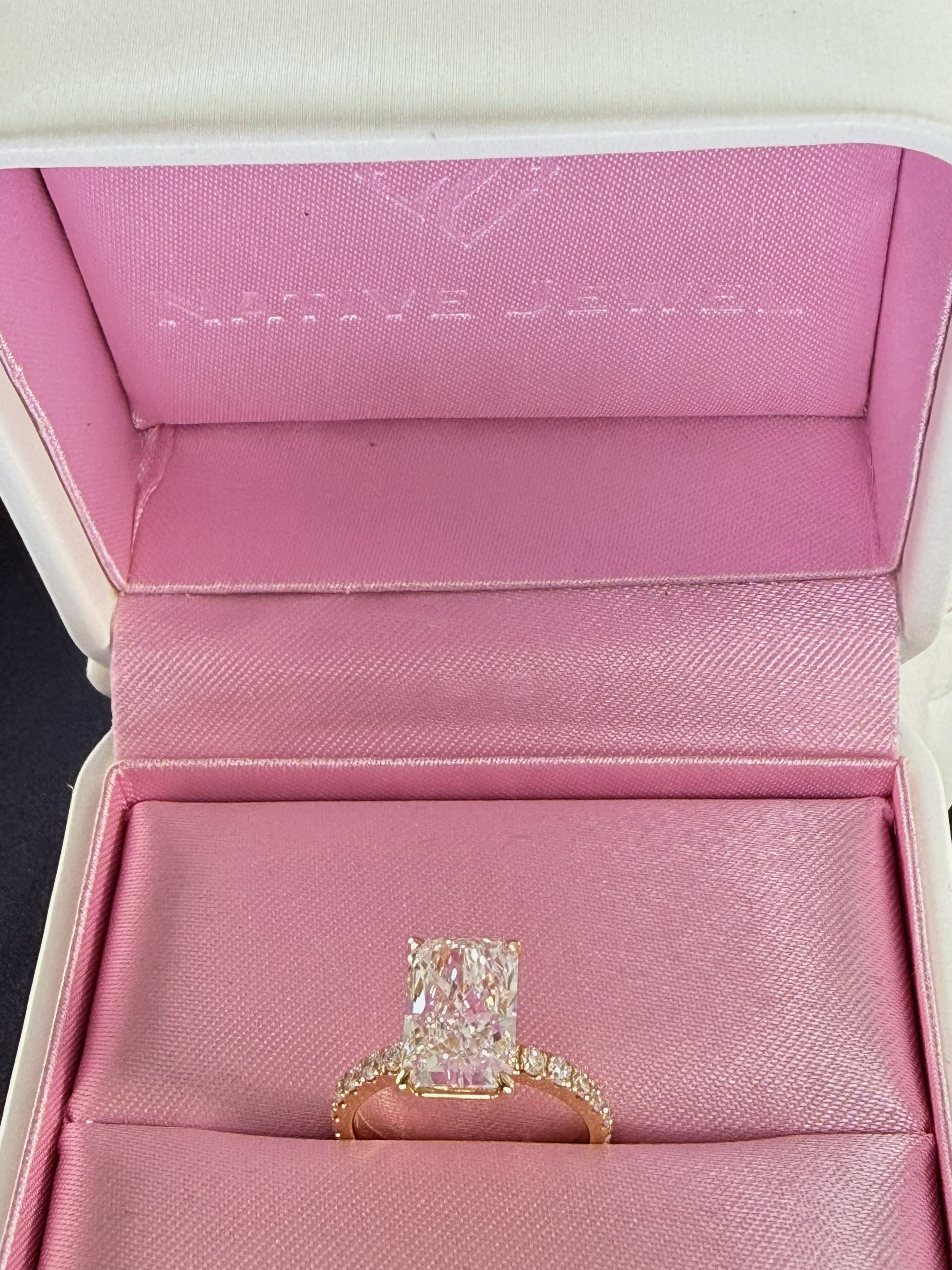 Radiant Cut Lab Grown Diamond Engagement Ring | 3.78ct IGI Certified | 14K Yellow Gold