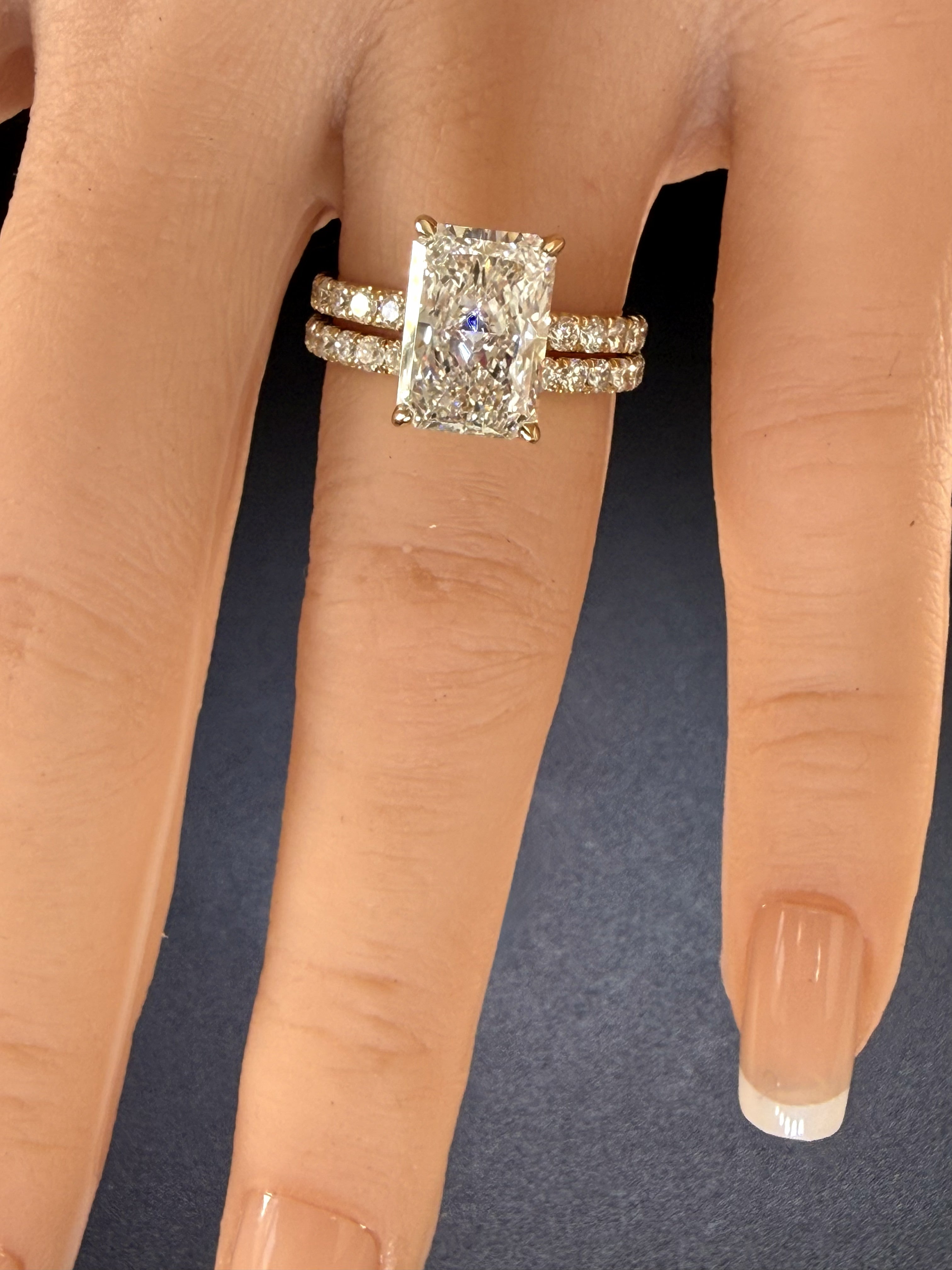 Radiant Cut Lab Grown Diamond Engagement Ring | 3.78ct IGI Certified | 14K Yellow Gold