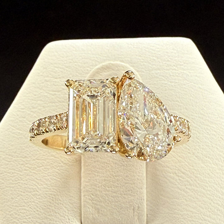 Toi et Moi Diamond Pave Engagement Ring