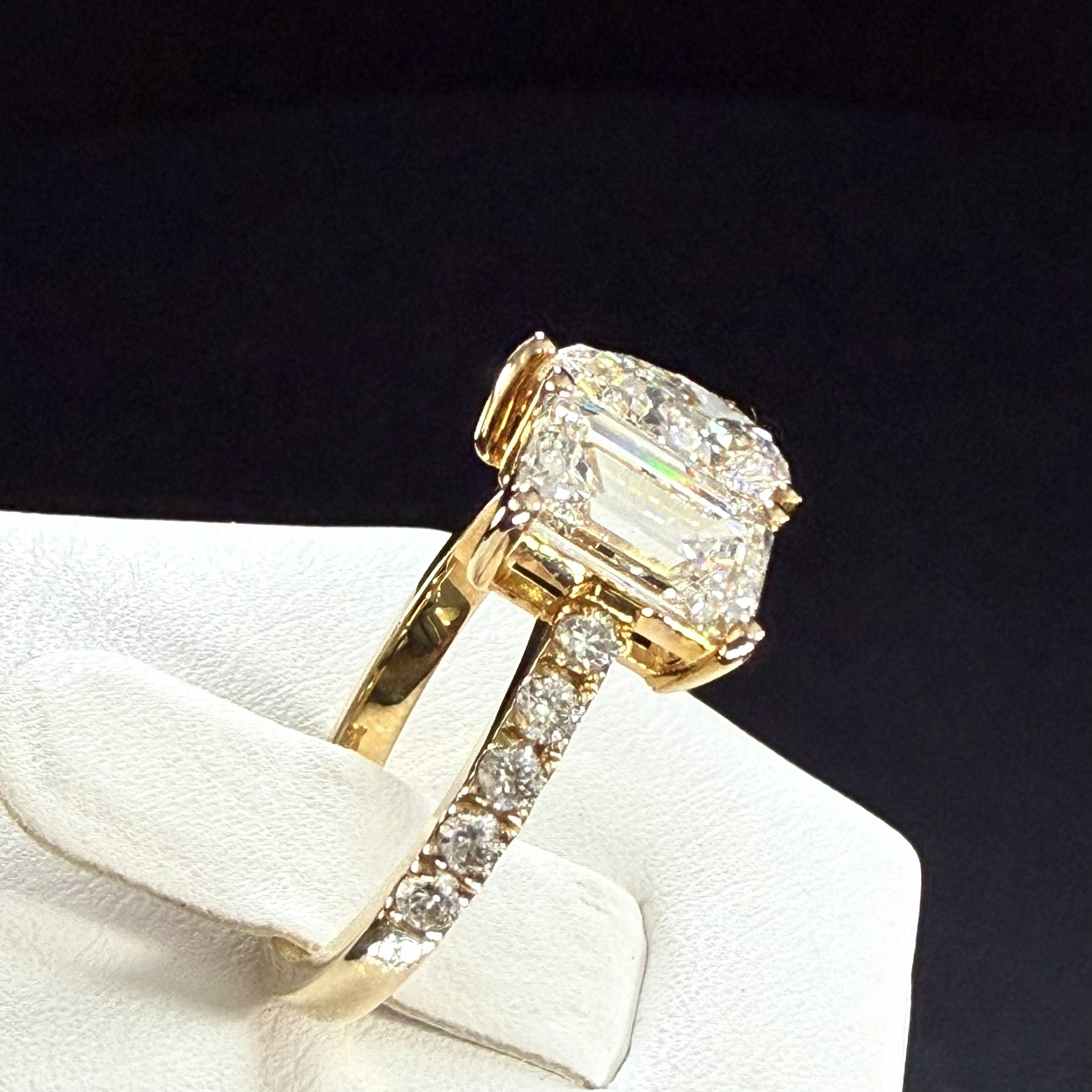 Toi et Moi Lab Grown Diamond Engagement Ring | 3.75ct IGI Certified | 14K Yellow Gold Pave