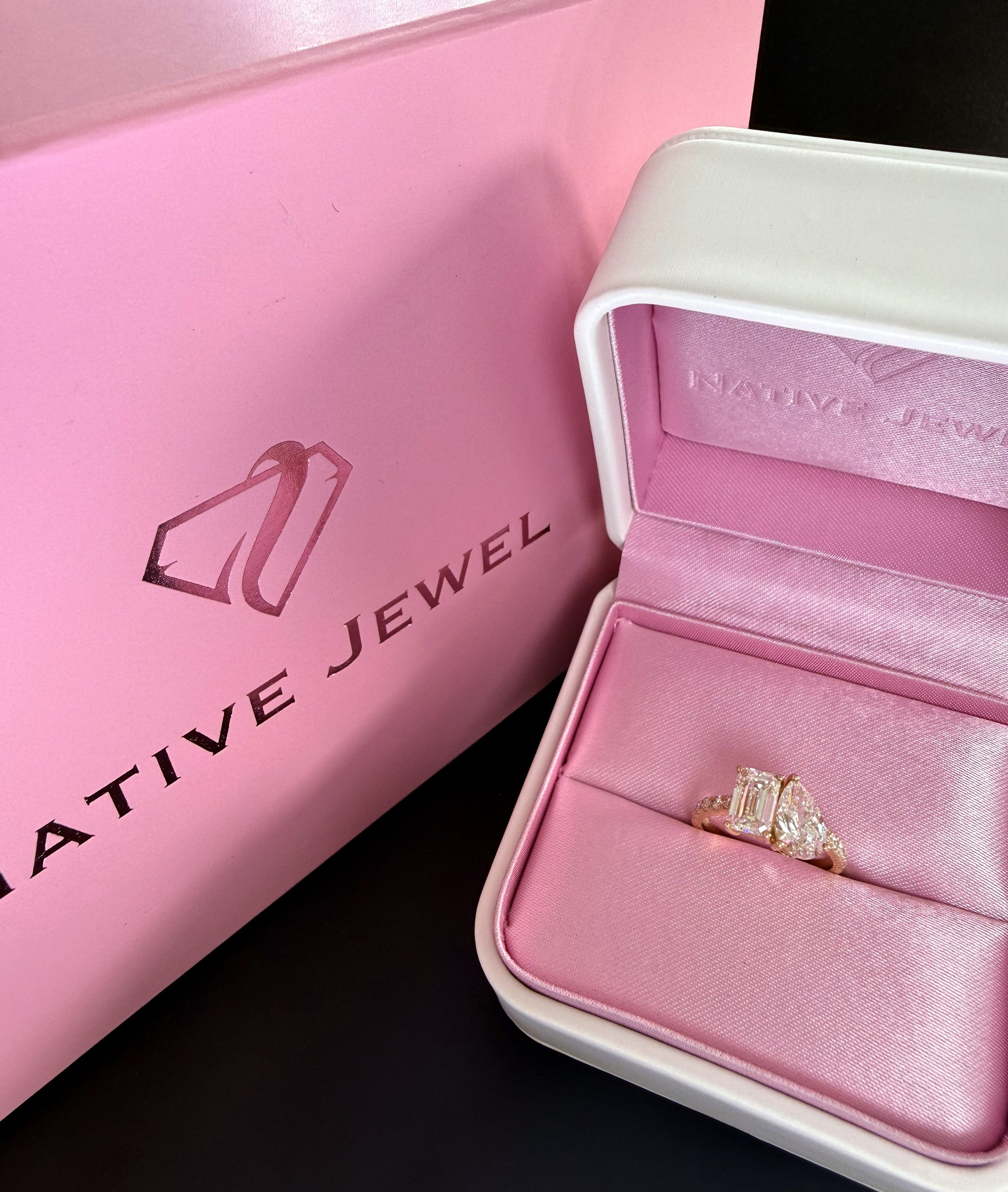 Toi et Moi Lab Grown Diamond Engagement Ring | 3.75ct IGI Certified | 14K Yellow Gold Pave