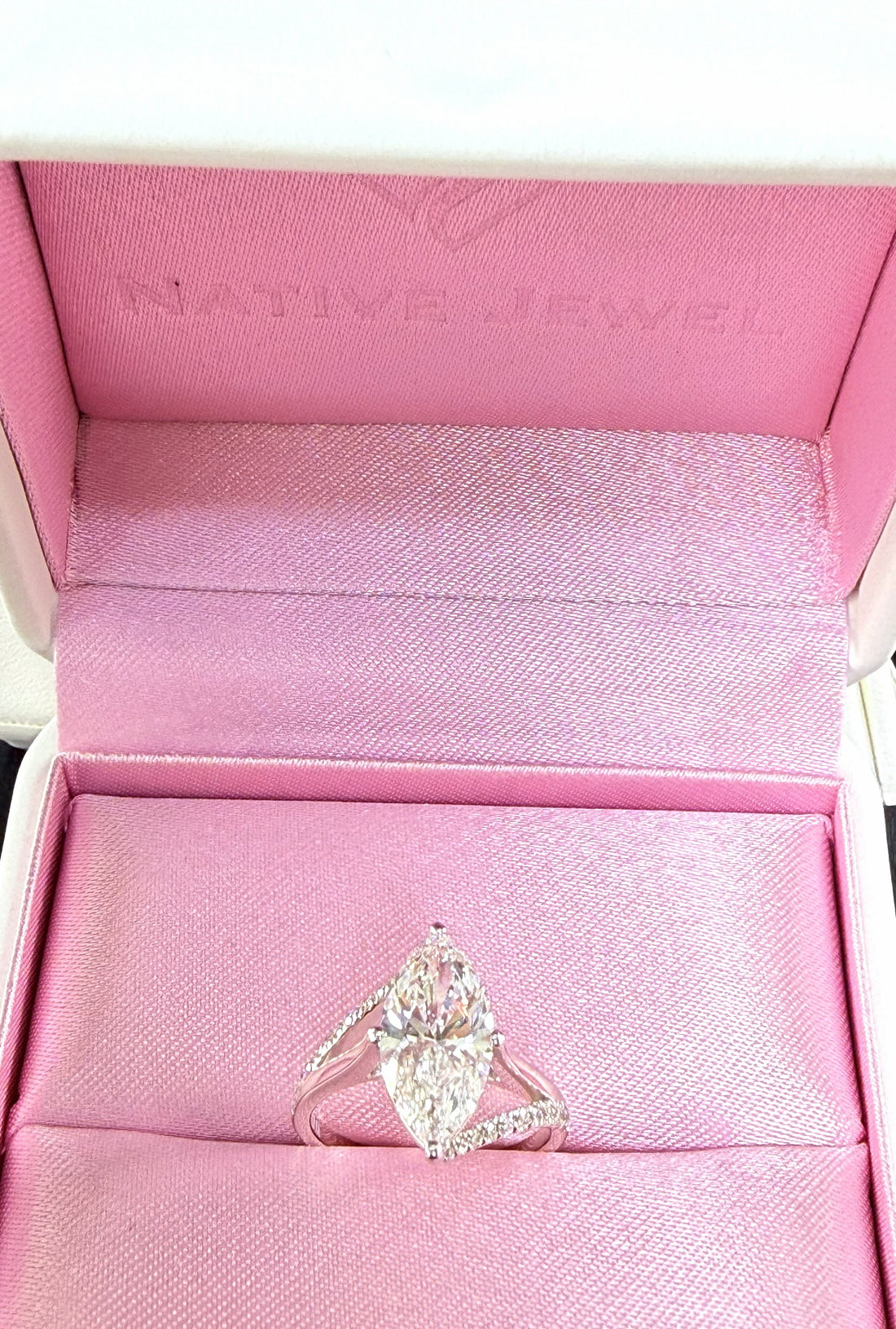 Marquise Lab Grown Diamond Engagement Ring | 3.75ct IGI Certified | 14K White Gold